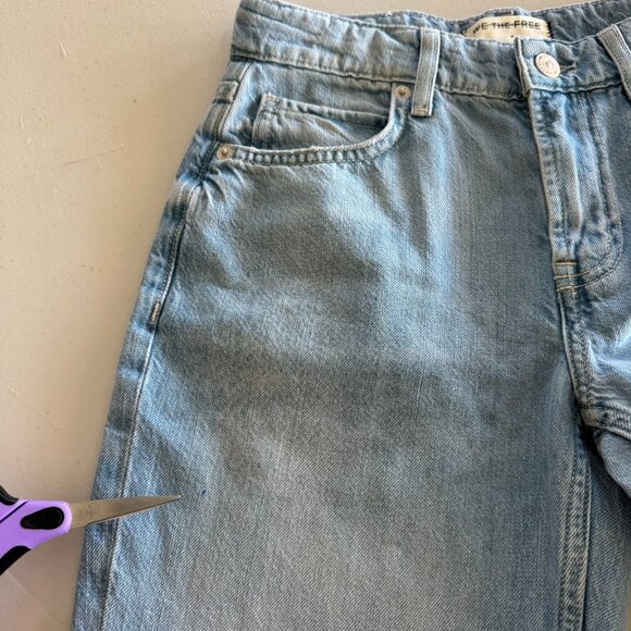 NWT Free People Avalon Drapey Flare Jeans Light Blue 24 - Picture 10 of 12